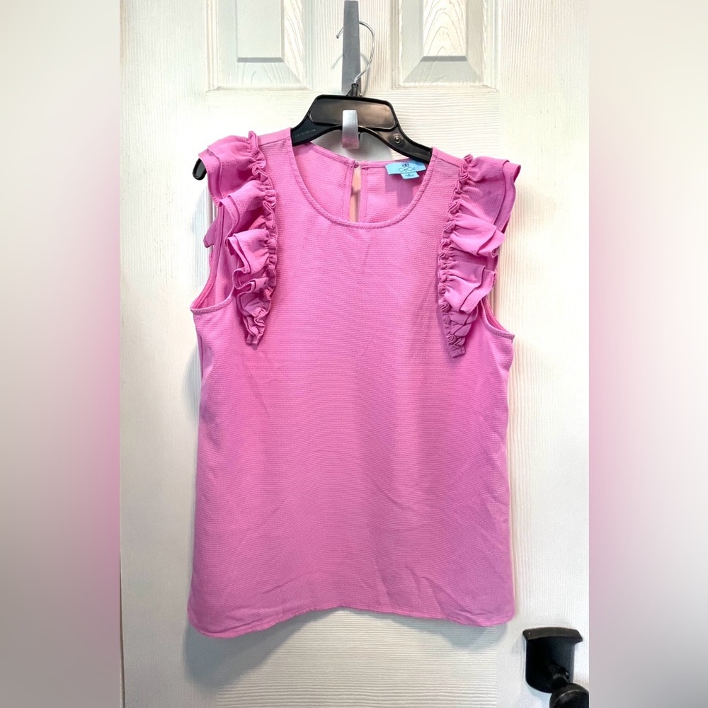 Cute CeCe Pink Ruffled Sleeve Top